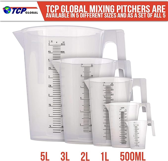 TCP Global 1 Liter Plastic Graduated Measuring and Mixing Pitcher - Image 6