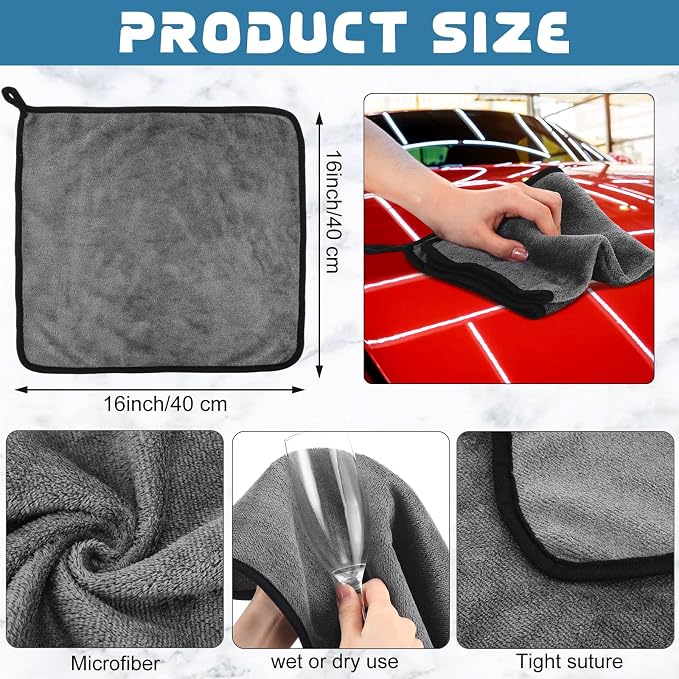 Tallew 50 Pcs Microfiber Towels 16 Inch x 16 Inch Microfiber Cloth Car Drying - Image 2