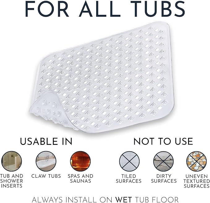 Homerella Anti Slip Shower Mat | Anti Mold Non Slip Bathtub Mat - Image 2