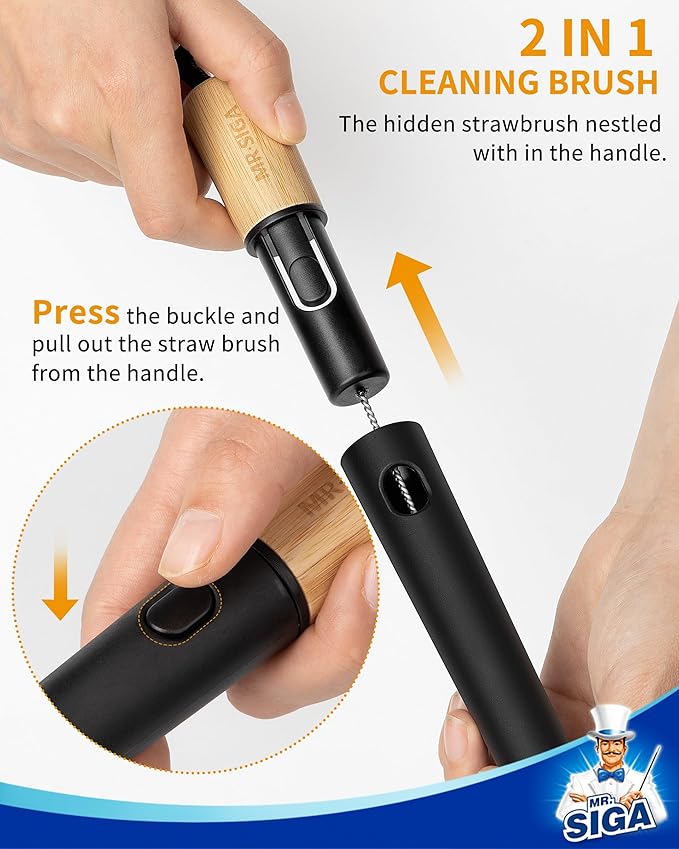 MR.SIGA Water Bottle Brush and Straw Cleaner Brush, Long Handle Bottle Cleaner - Image 3