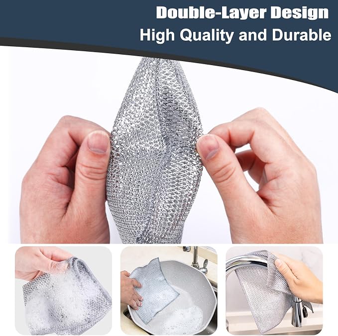 Navona 18 Pcs New Upgrade Steel Wire Dishcloth, Double-Layer Steel Wire - Image 3