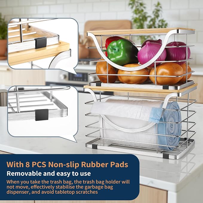 Extra Large Trash Bag Holder Stackable Kitchen Storage Slive, 2 Pack Wall - Image 5