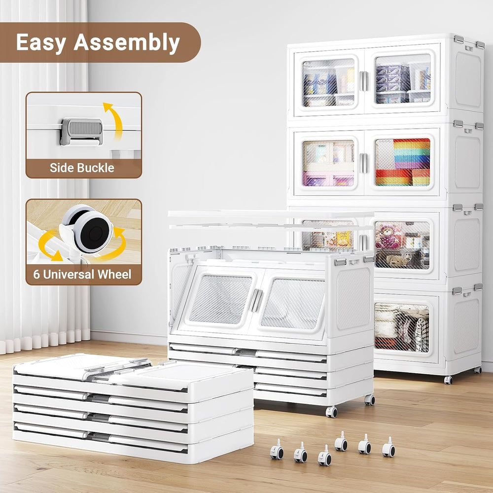 BROVIEW 75Gal Extra Large Storage Bins with Lid and Wheels, White, 1 Pack