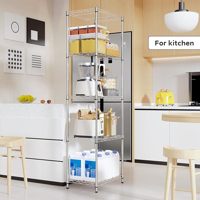 5 Tiers Shelf Metal Storage Shelves Wire Rack Closet Organizers - Image 7