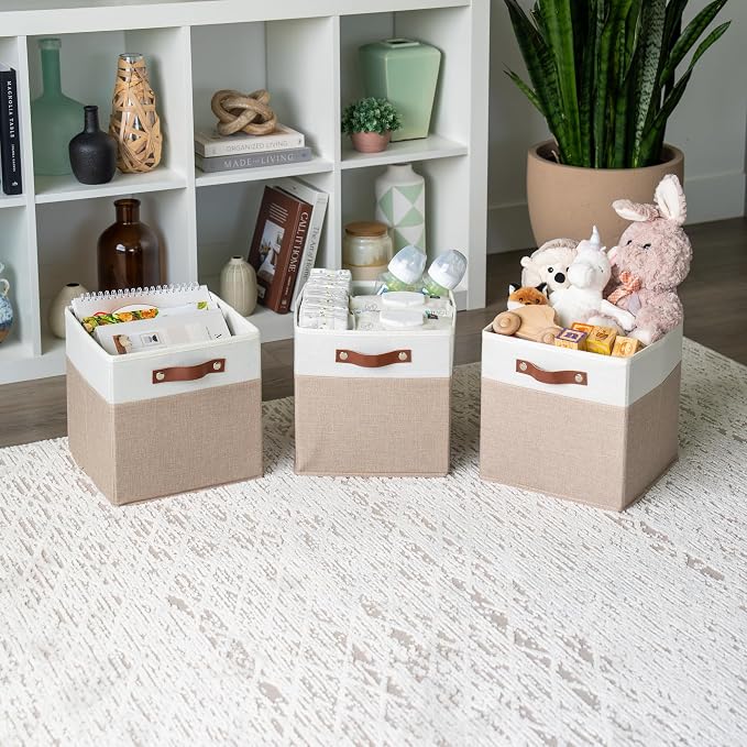OrganiHaus 11x11 Fabric Cubes Storage Bins Set of 4, Foldable Collapsible - Image 4