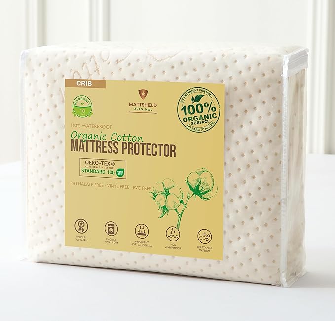 Crib Luxury Organic Cotton Mattress Protector by MATTSHIELDORIGINAL