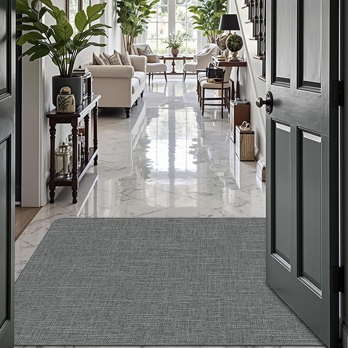 LUMI Ultra Thin Door Mat for Entryway, Low Profile Non Slip Rubber Backing by LUMI