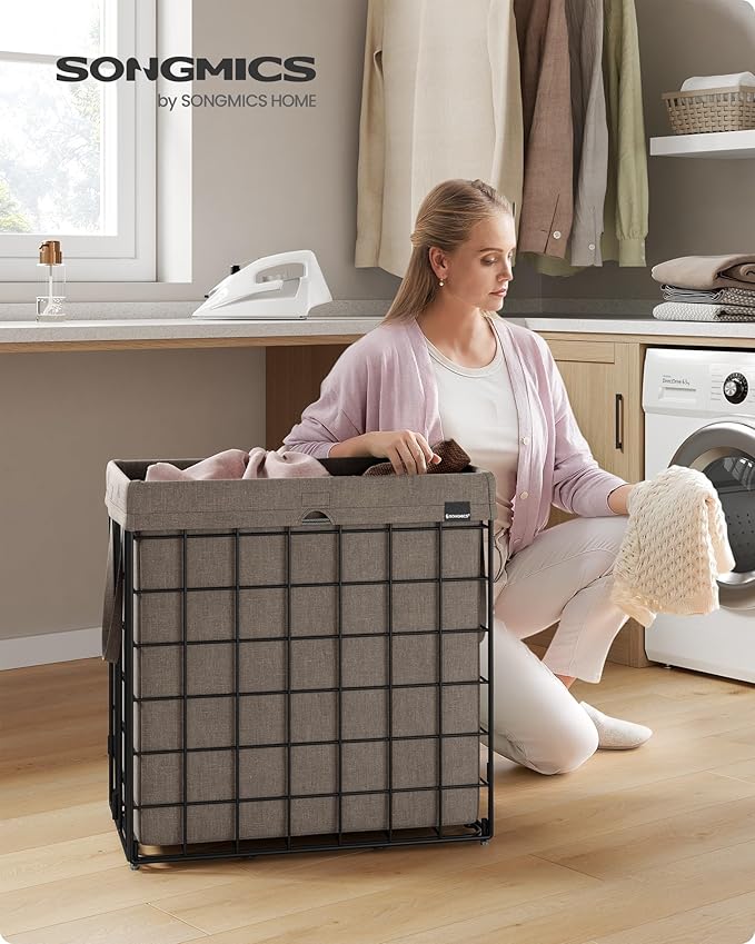 SONGMICS Laundry Hamper, 29 Gal. Laundry Basket, Collapsible Clothes Hamper - Image 2