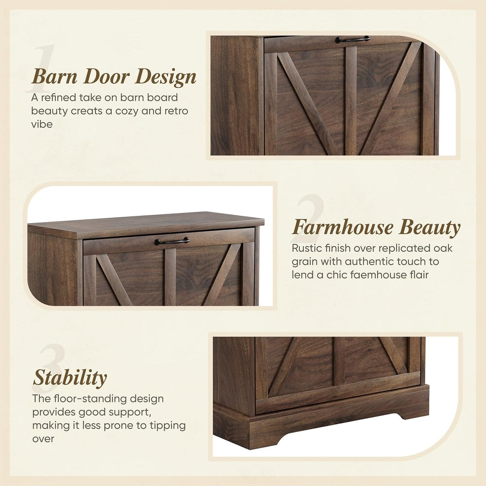 Semiocthome Farmhouse Shoe Storage Cabinet with 2 Flip Drawers, 23.6"(W)...