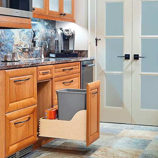 Rev-A-Shelf Pullout Trash Can for Kitchen Cabinet, Single 35 Qt Bin - Image 8
