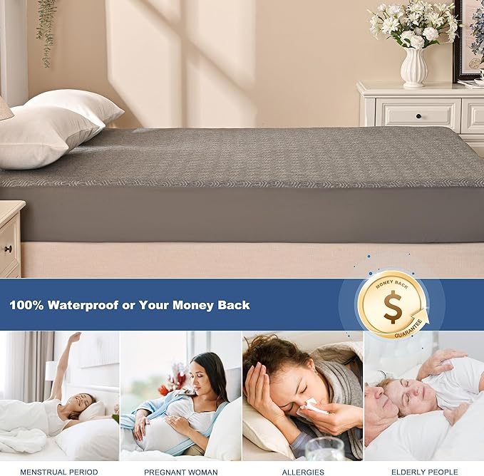 GRT Twin Mattress Protector Waterproof, Breathable Bamboo Charcoal Fiber - Image 6