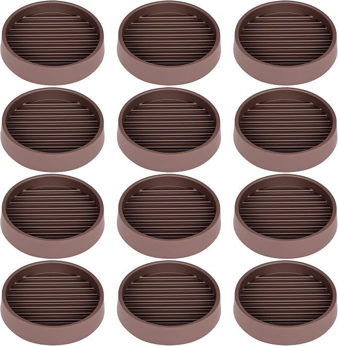 Non Slip Furniture Pads, 2.5” Round Rubber Caster Cups, Anti-Slip Gripper by VOCOMO