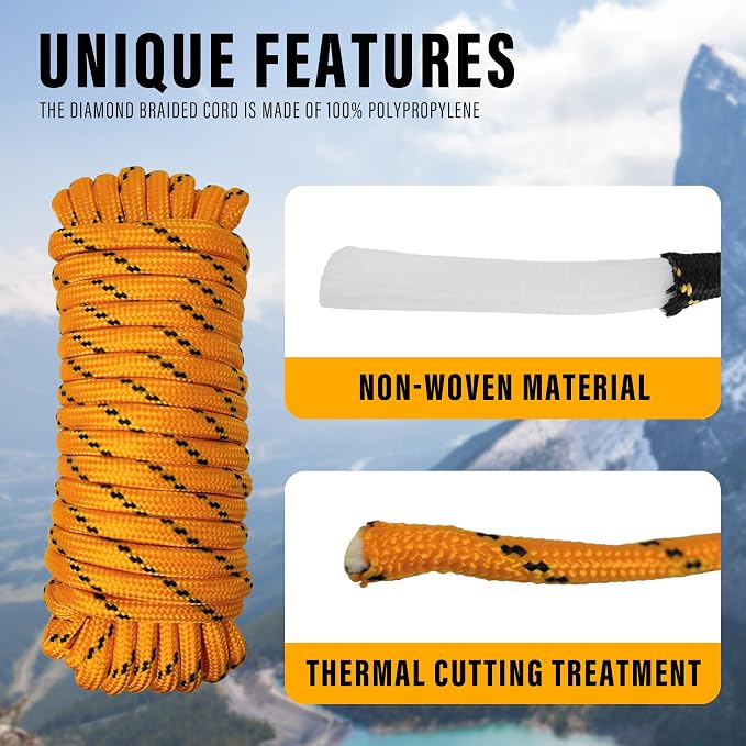 Diamond Braided Polypropylene Rope Nylon Rope Mix Thick Heavy Duty Ropes 1/2 - Image 4