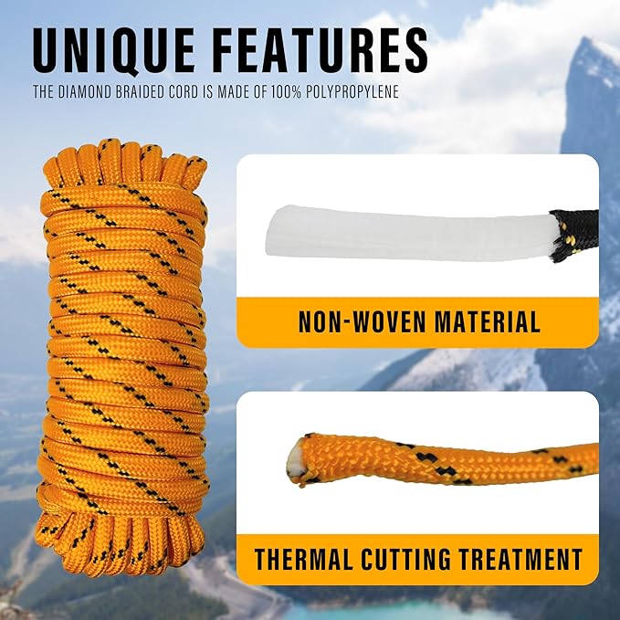 Diamond Braided Polypropylene Rope Nylon Rope Mix Thick Heavy Duty Ropes 1/2 - Image 5