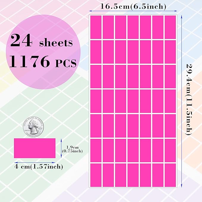 YSHIHE Colored Label Stickers, Rectangular Color Coding Stickers 1.57 x 0.75 - Image 2