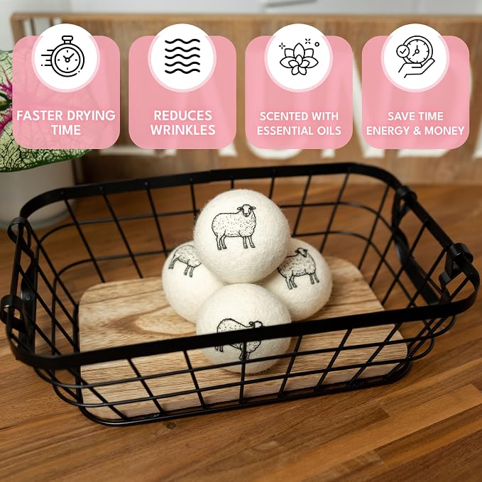 Lavender Scented Wool Dryer Balls – 6 XL Pack – Natural Fabric Softener - Image 4