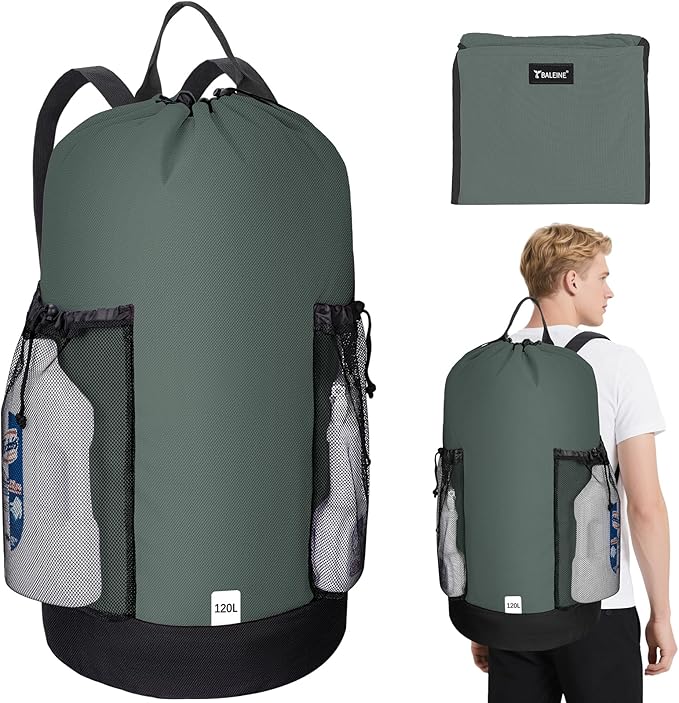 BALEINE 120L Laundry Bag Backpack, 900D Oxford Fabric Large Travel Laundry Bags by BALEINE