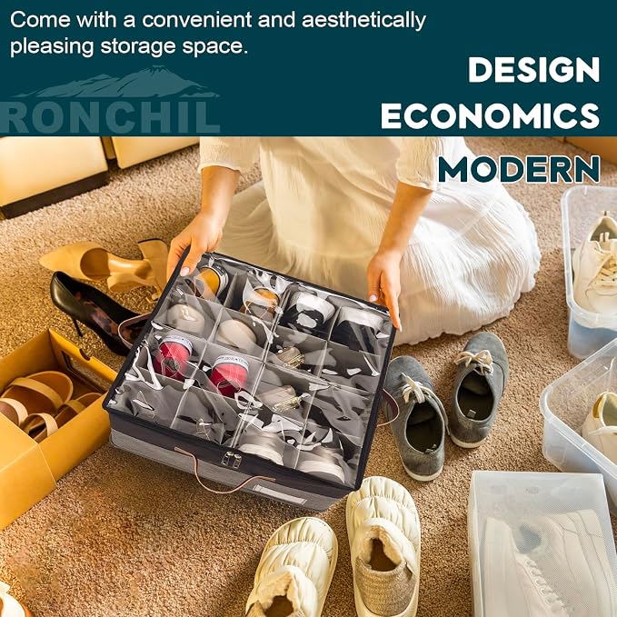 Shoe Organizer for Closet, Foldable Shoe Storage Bins - Image 6