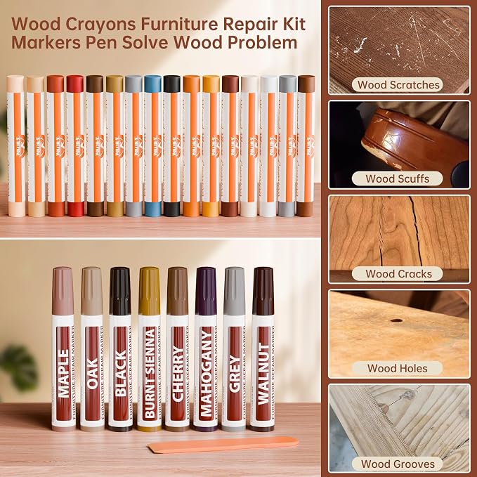 A-HEYIDA Wood Filler Sticks -16 Colors Wax Crayons - Image 4