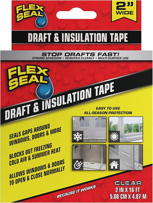 Flex Seal Draft and Insulation Sealing Tape, Rubberized, Weatherproof Strip by FlexSealProducts