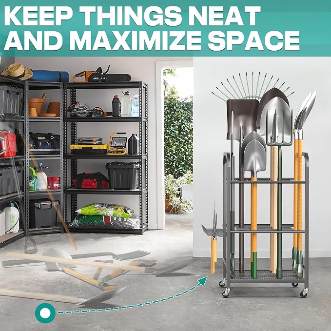 EVERHANGER Garden Tool Organizer and Storage, Yard Tool Stand Garage Tool - Image 6
