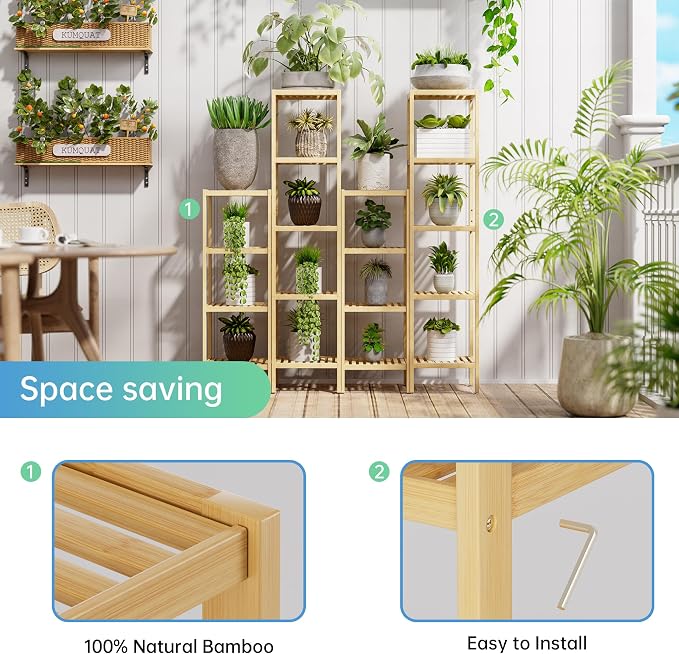 SMIBUY Bathroom Storage Shelf, 5-Tier Bamboo Rack Organizer - Image 5