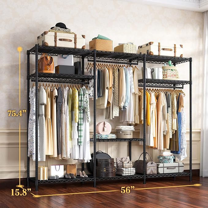 Raybee Clothes Rack Heavy Duty Load 795LBS Portable Clothing Racks