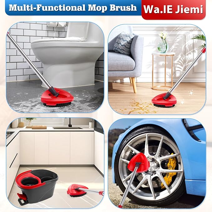 2 Pcs Mop Scrub Brush Head and 1 Mop Base Part Replacement - Image 6