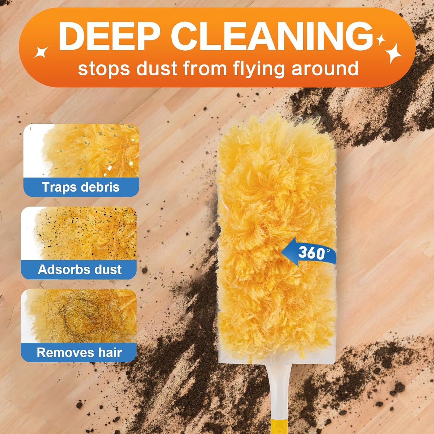 Heavy Duty Duster Refills, Unscented Disposable Dusters Kit for Cleaning Dusting Furniture Blind Ceiling Fan, Multi Surface 360 Feather Duster(25)