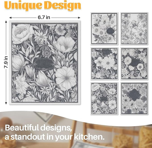 JOYMOOP 12 Pack Decorate Cleaning Cloth, Reusable Absorbent Dish Towels - Image 2