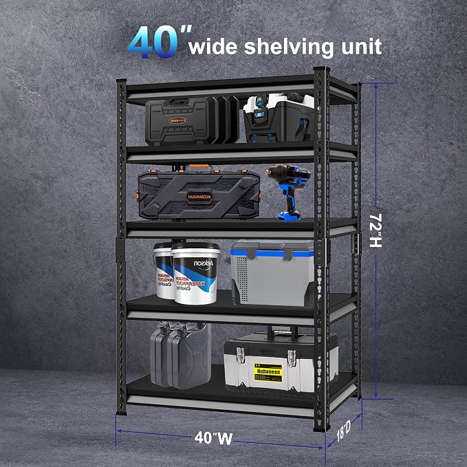 Adjustable Garage Storage Shelves, Metal Industrial Utility Shelf - Image 2