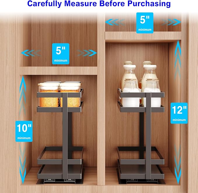 Pull Out Spice Rack Organizer for Cabinet, 2 Tier Metal Slide Out Seasoning - Image 9