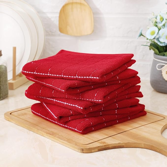 Homaxy 100% Cotton Terry Kitchen Towels, Checkered Designed, Soft and Super - Image 7