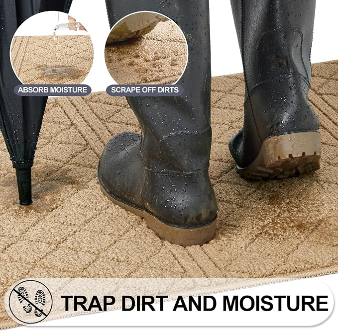 REFETONE Indoor Doormat, Front Back Door Mat 32"x40" Absorbent Rubber Backing - Image 4