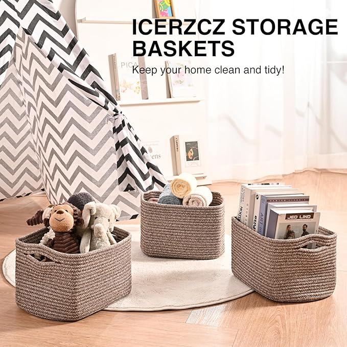 Storage Baskets for Shelves Organizing, Woven Cotton Rope Baskets for Storage - Image 6