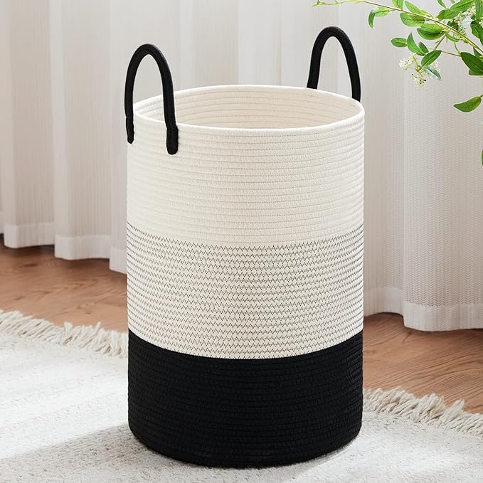 VIPOSCO Large Laundry Hamper, Tall Woven Rope Storage Basket by VIPOSCO