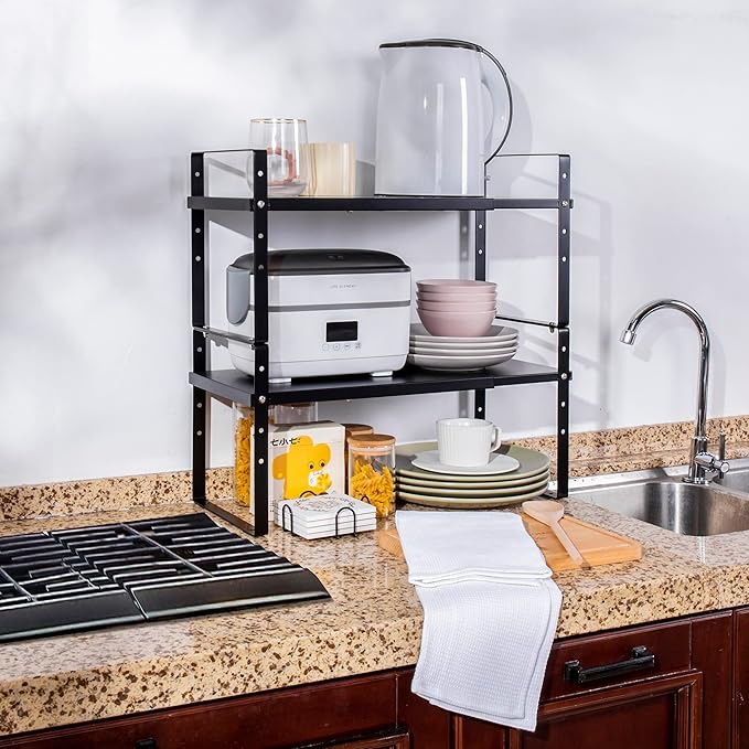Expandable Cabinet Shelf Organizer Rack, Stackable Kitchen Countertop Organizer - Image 7
