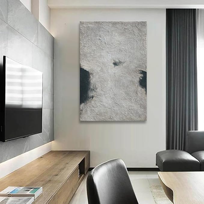 NANKAI Minimalist Art Hand Painted Black and Gray Abstract Oil Painting Canvas - Image 5