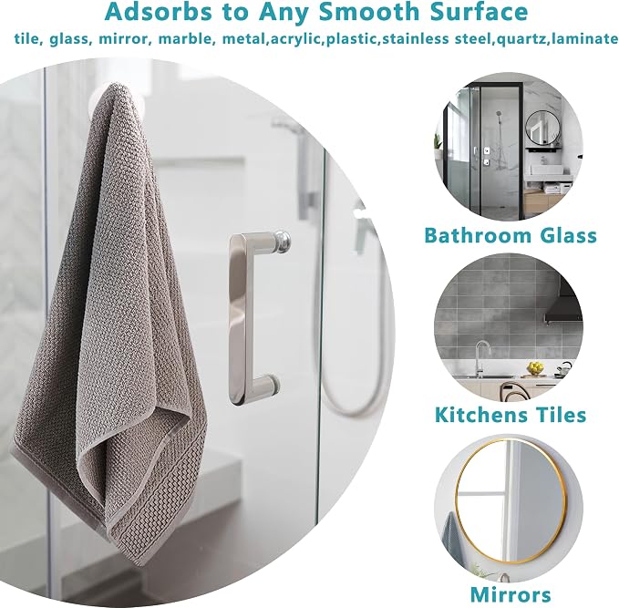 Suction Cup Hooks for Shower, Removable No Drill Towel Hooks, Upgraded 15 lbs - Image 4
