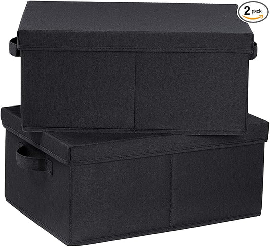 HOONEX Storage Bins with Lids for Organizing, Storage Boxes with 2 Carrying by HOONEX
