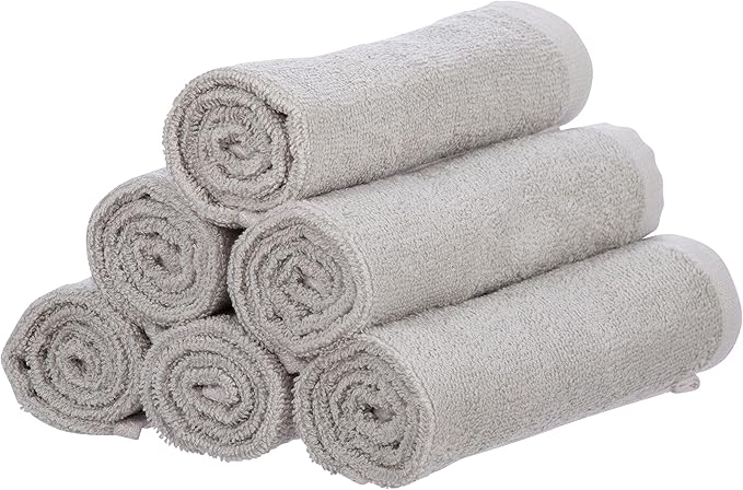 Superio Cotton Terry Washcloths Grey Towels 100% Cotton Cleaning Cloth 16" Rags - Image 2