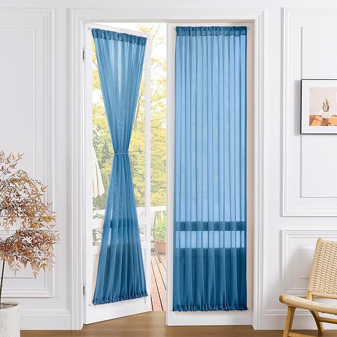 Tollpiz Sheer Door Curtains Closet Linen Textured Curtains Sheer Doorway Light by Tollpiz