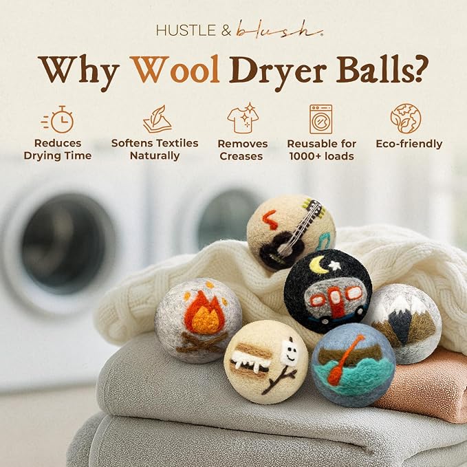 Fluff Ewes Wool Dryer Balls 6 Pack Premium New Zealand Wool Laundry Balls - Image 2