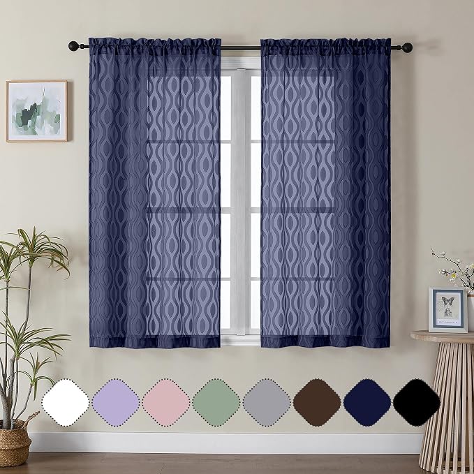Aiyufeng Blue Sheer Curtains 54 Inch Length 2 Panels, Soft Lightweight Clip by Aiyufeng
