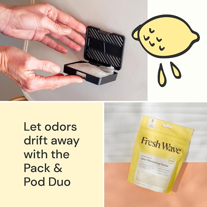 Fresh Wave Lemon Odor Eliminating & Deodorizing Packs | Bag of 6 & Fresh Pod - Image 3