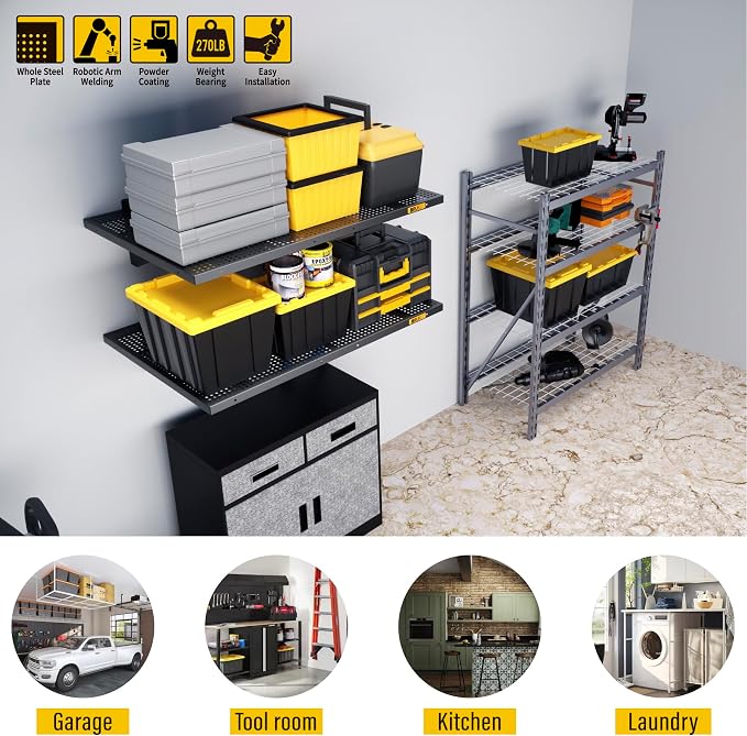 2Pack 2x3ft Adjustable Metal Garage Wall Shelving Heavy Duty Garage Storage - Image 2