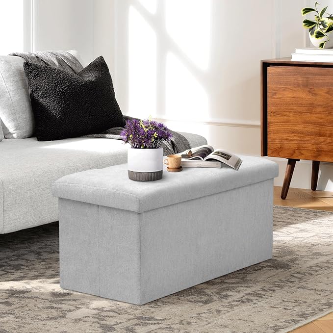 Athena Collection 30" Storage Ottoman Bench Folding Bench - Image 2