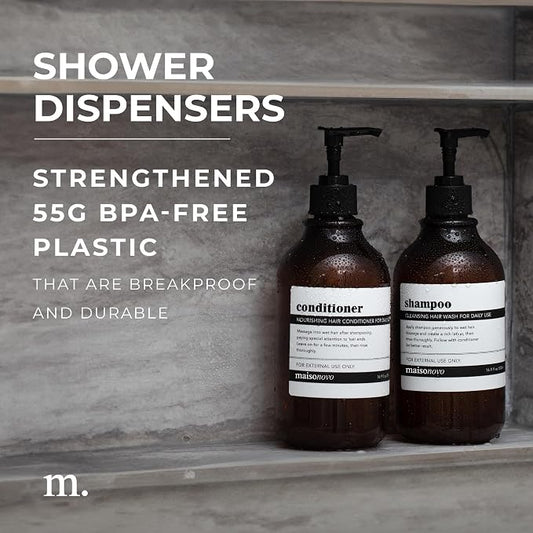 MaisoNovo Refillable Shampoo and Conditioner Bottles | 16.9 fl oz Set of 3 - Image 2
