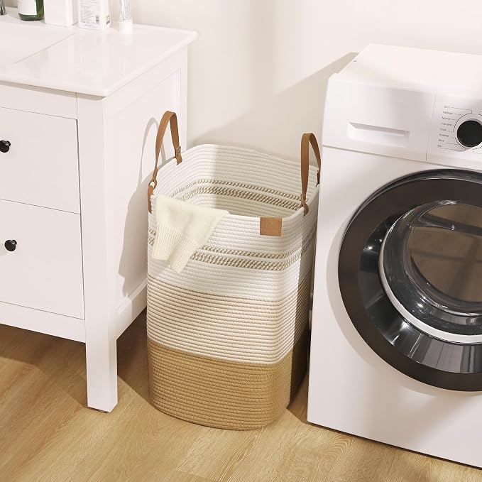 danpinera Large Laundry Hamper – 75L Tall Woven Cotton Storage Basket - Image 9