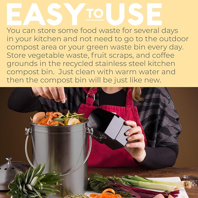 EPICA Countertop Compost Bin Kitchen | 1.3 Gallon | Odorless Composting Bin - Image 6